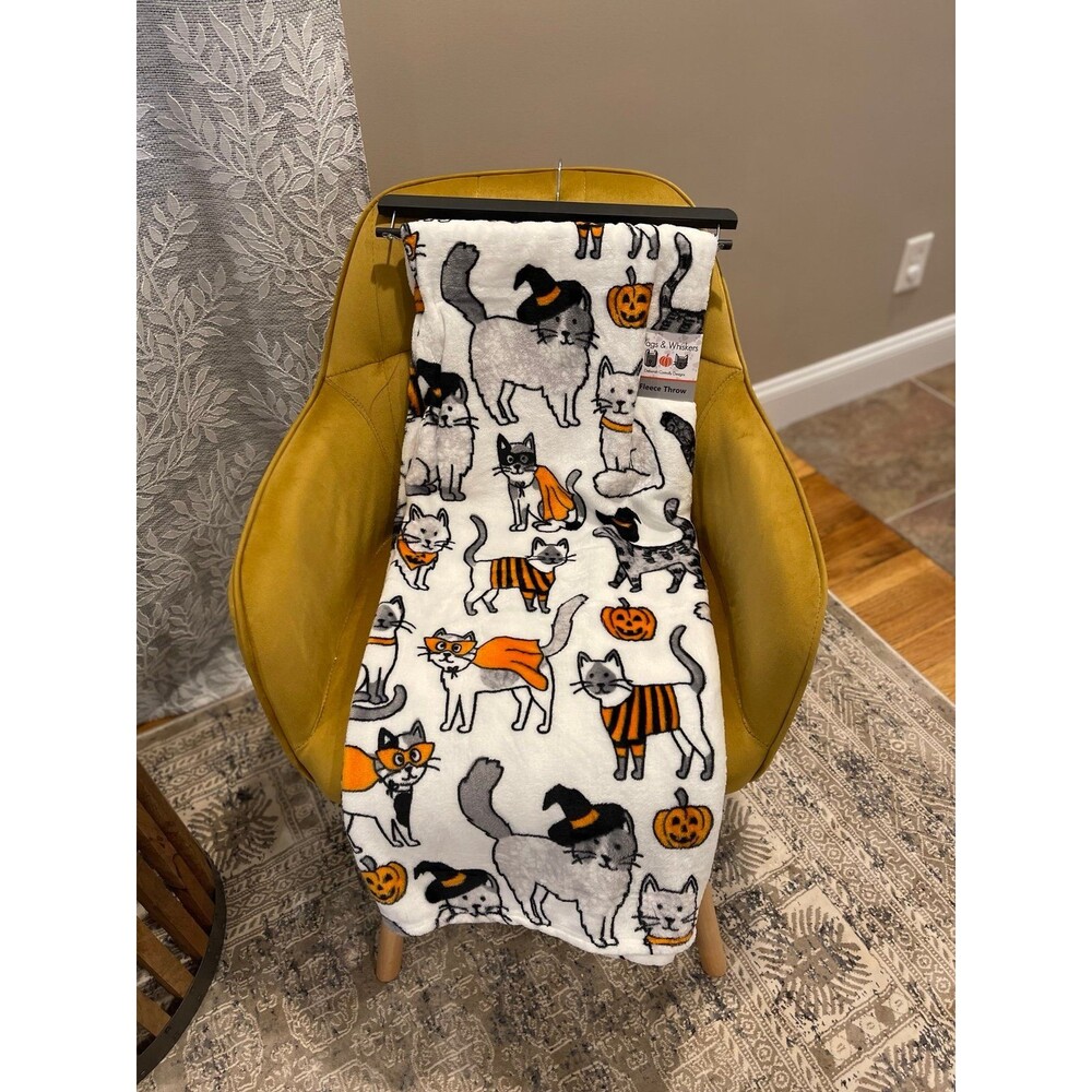 Halloween Cat Plush Throw Blanket